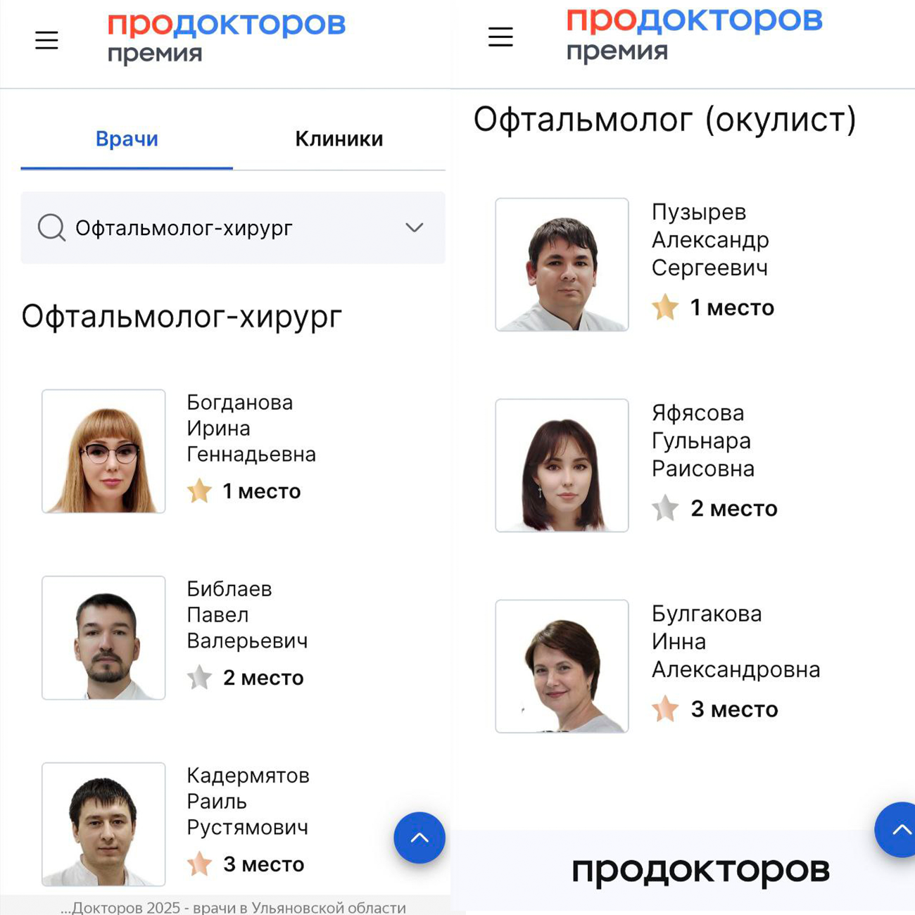Офтальмологи сети клиник Прозрение г. Ульяновск
