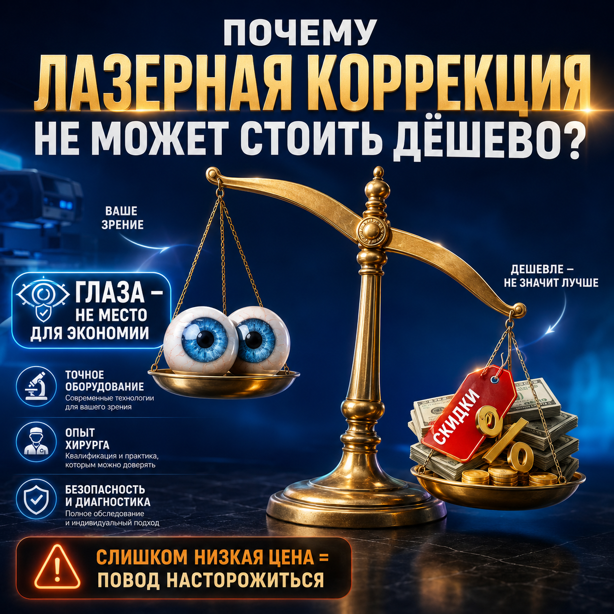Почему лазерная коррекция зрения не может стоить дешево?
