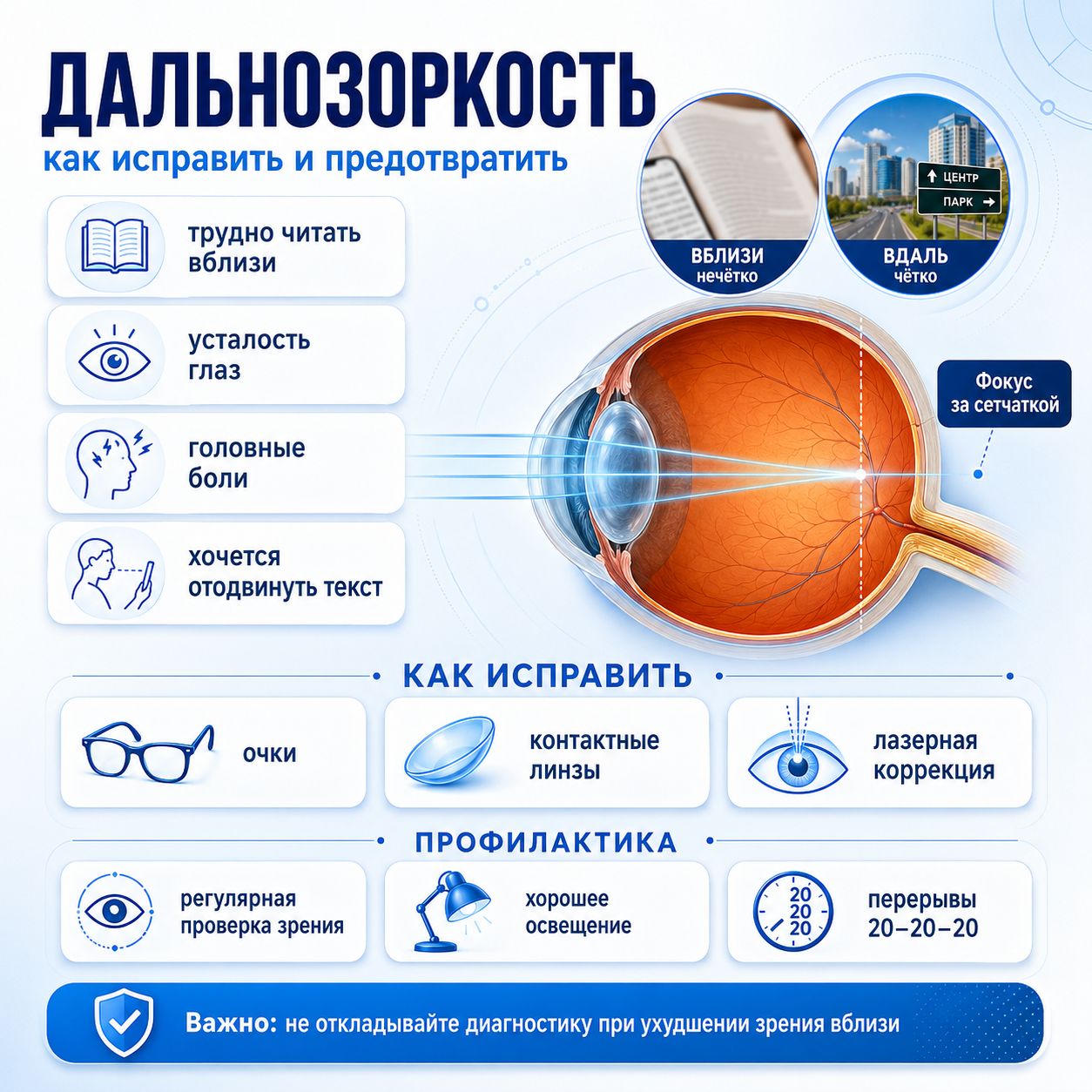 Дальнозоркость гиперметропия: симптомы, причины, профилактика и методы коррекции зрения в клинике Прозрение в Ульяновске.