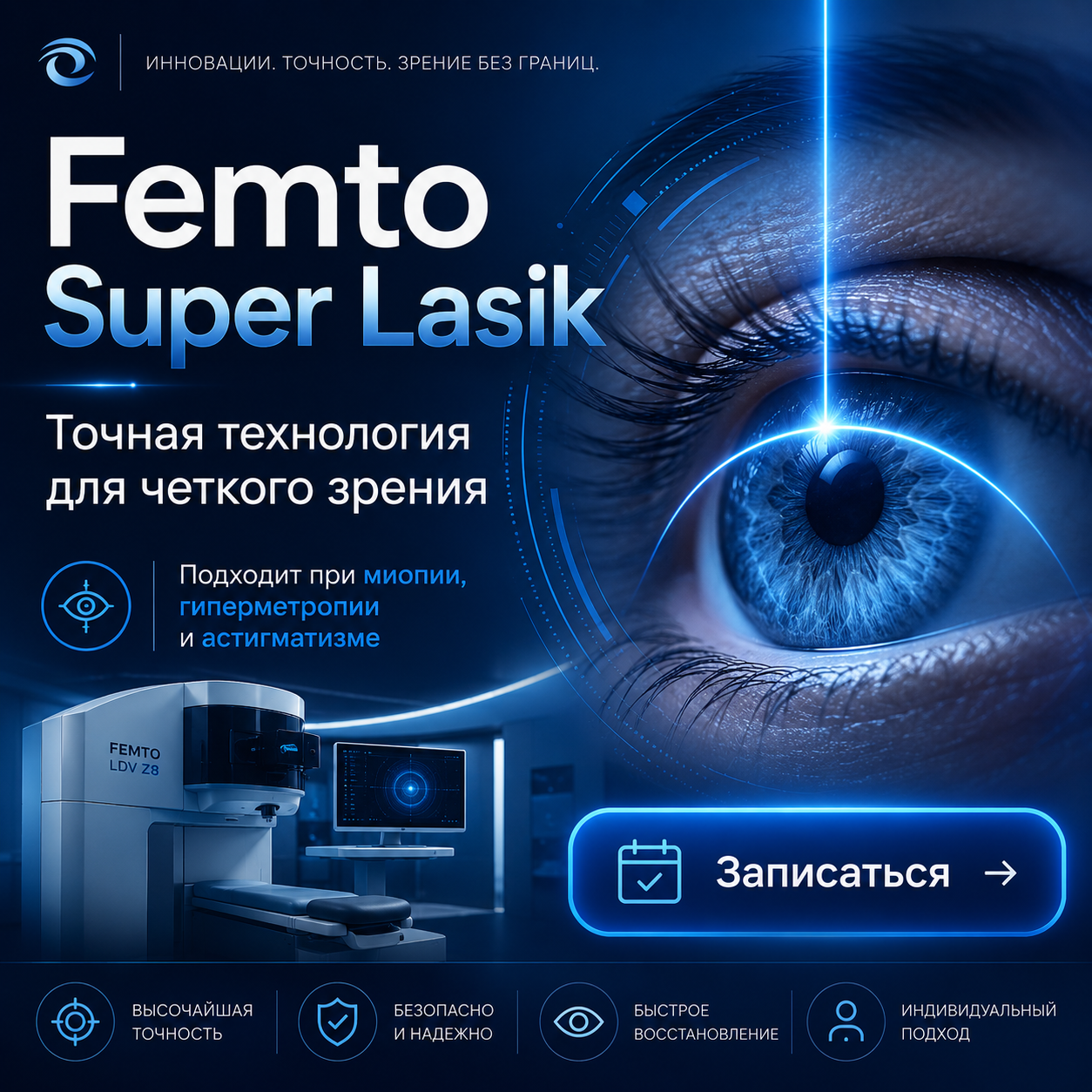 Лазерная коррекция зрения методом Femto Super Lasik